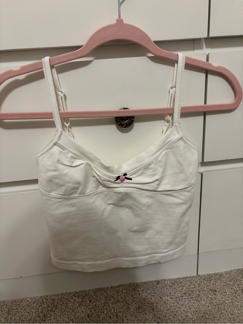 Free People White Tank Top with Pink Bow Accent - Picture 3 of 3